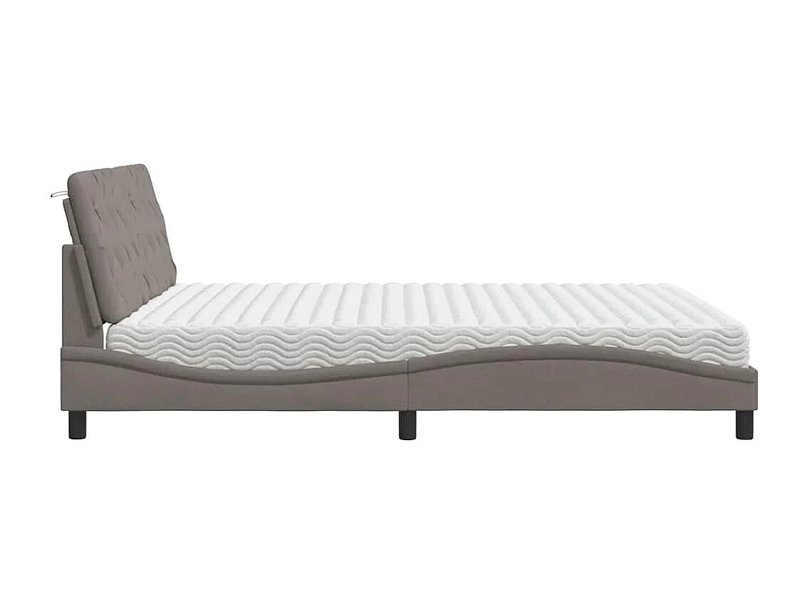 Cama con colchón de tela gris taupe 180x200 cm