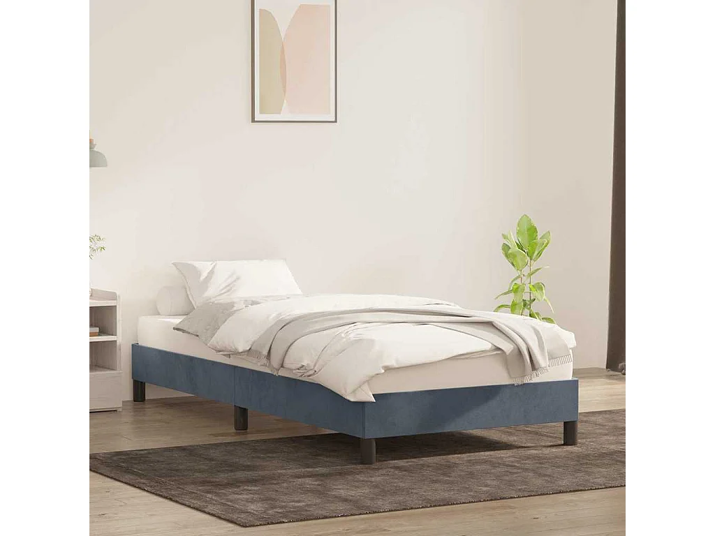 Cadre de lit sans matelas gris foncé 90x220 cm velours