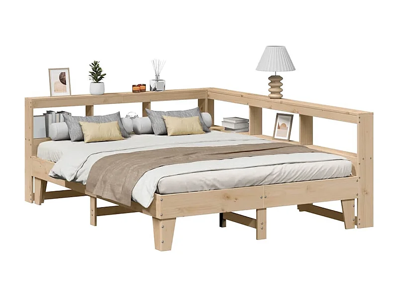 Lit bibliothèque sans matelas 140x200 cm bois massif de pin