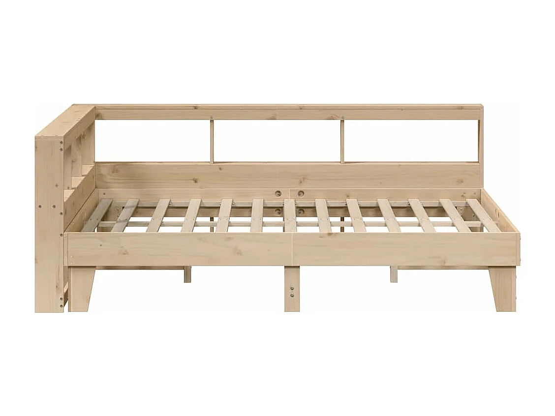 Lit bibliothèque sans matelas 140x200 cm bois massif de pin