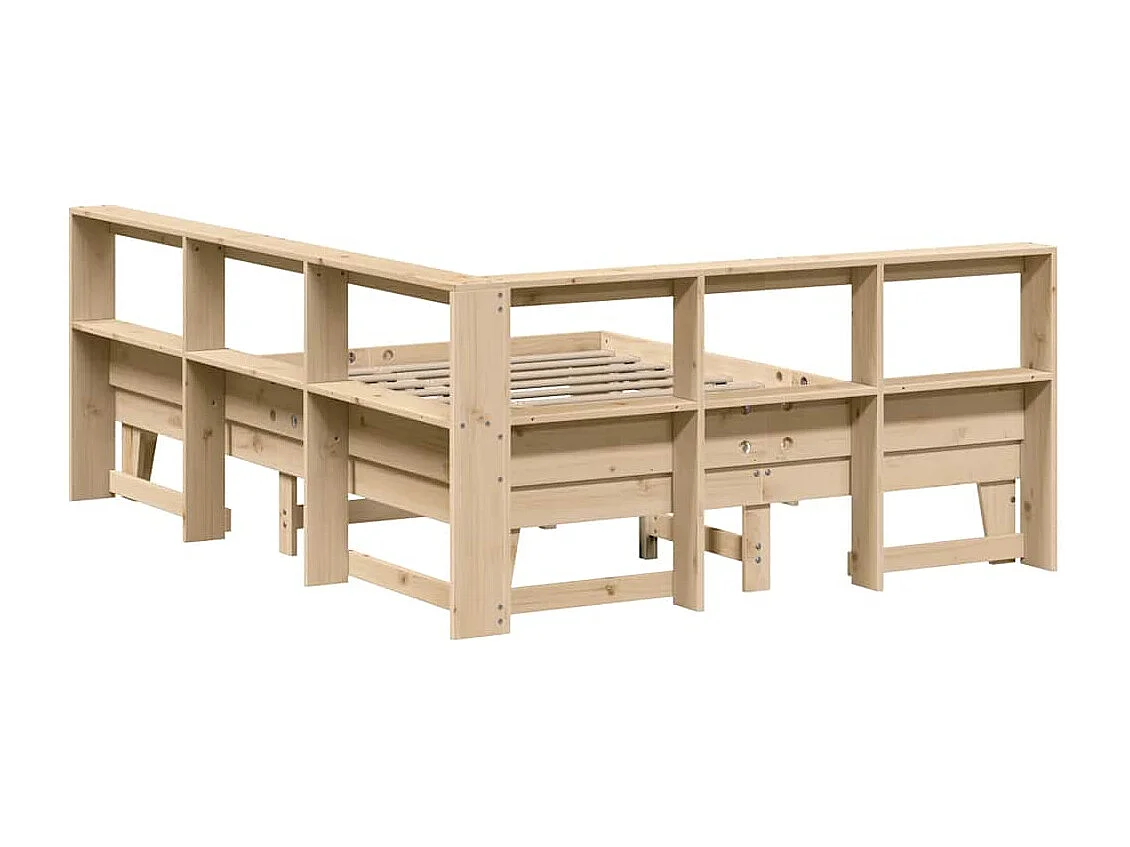 Lit bibliothèque sans matelas 140x200 cm bois massif de pin