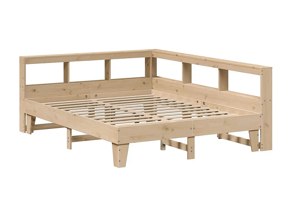 Bed met boekenkast zonder matras massief grenenhout 140x200 cm