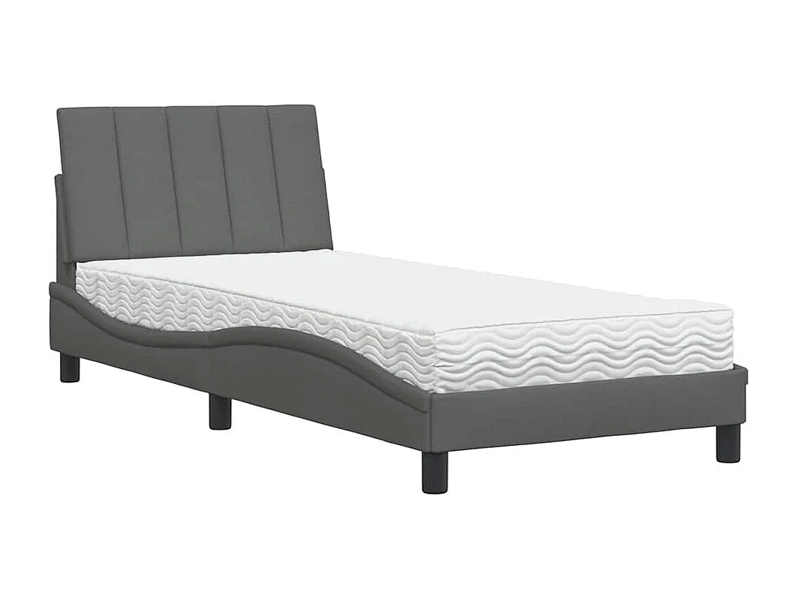 Cama com colchão 80x200 cm tecido cinzento-escuro
