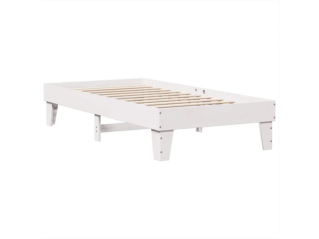 Lit bibliothèque sans matelas blanc 90x200cm bois de pin massif