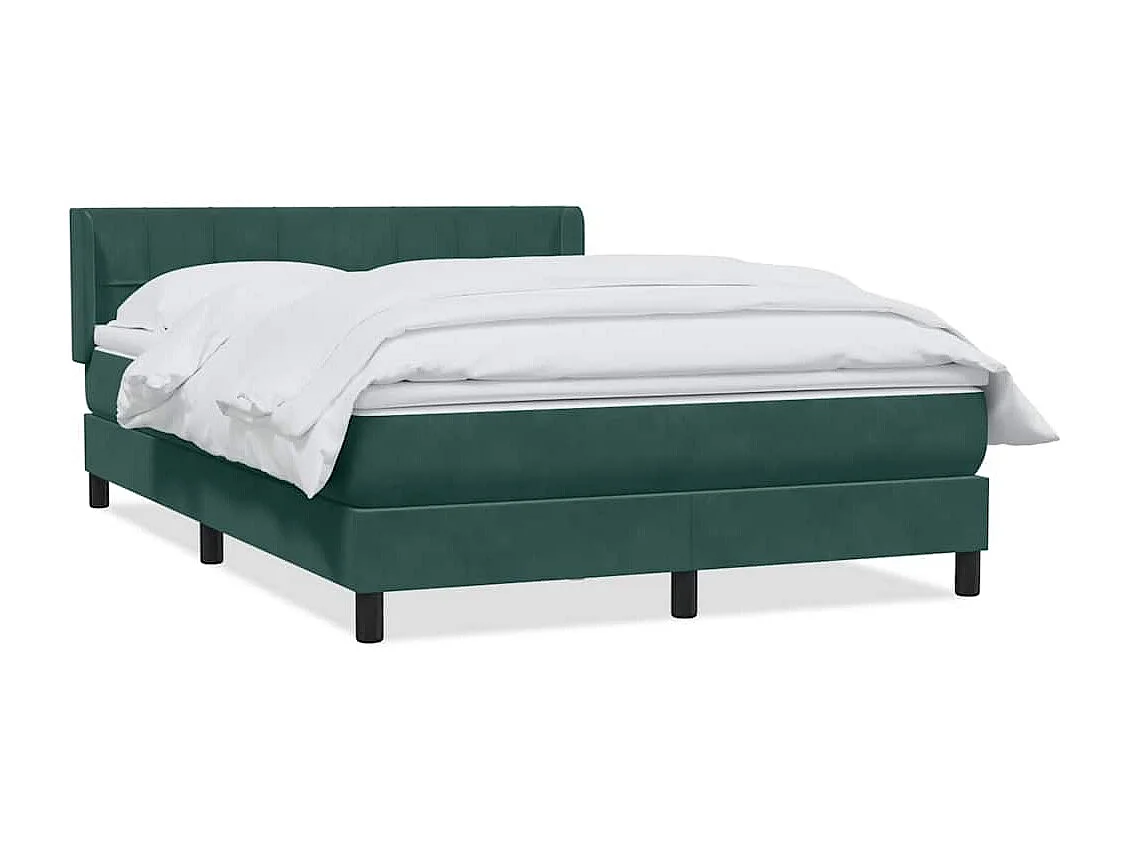 Cama box spring con colchón terciopelo verde oscuro 160x220 cm