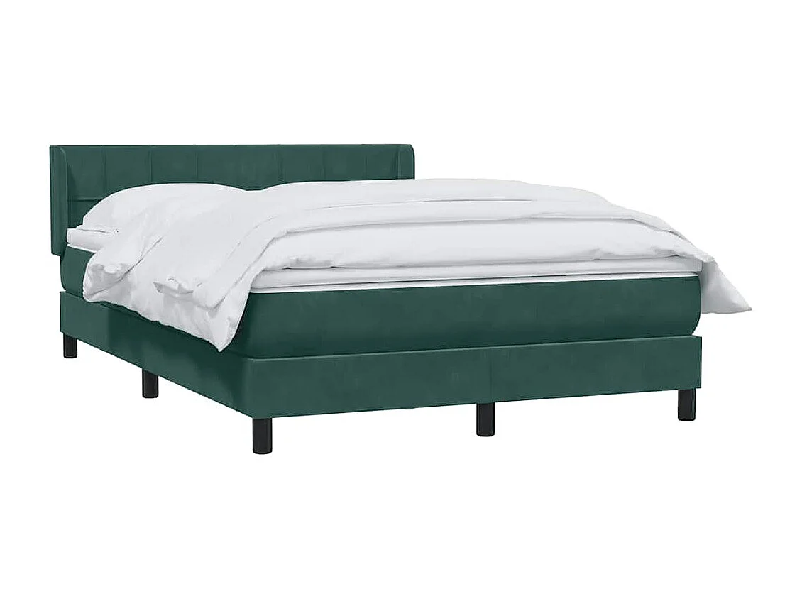 Cama box spring con colchón terciopelo verde oscuro 160x220 cm