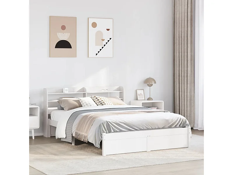 Estrutura de cama com cabeceira sem colchão 140x200 cm branco