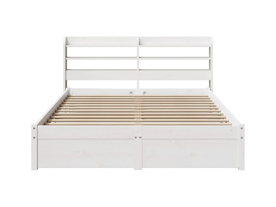 Cadre de lit avec tête de lit sans matelas blanc 140x200 cm