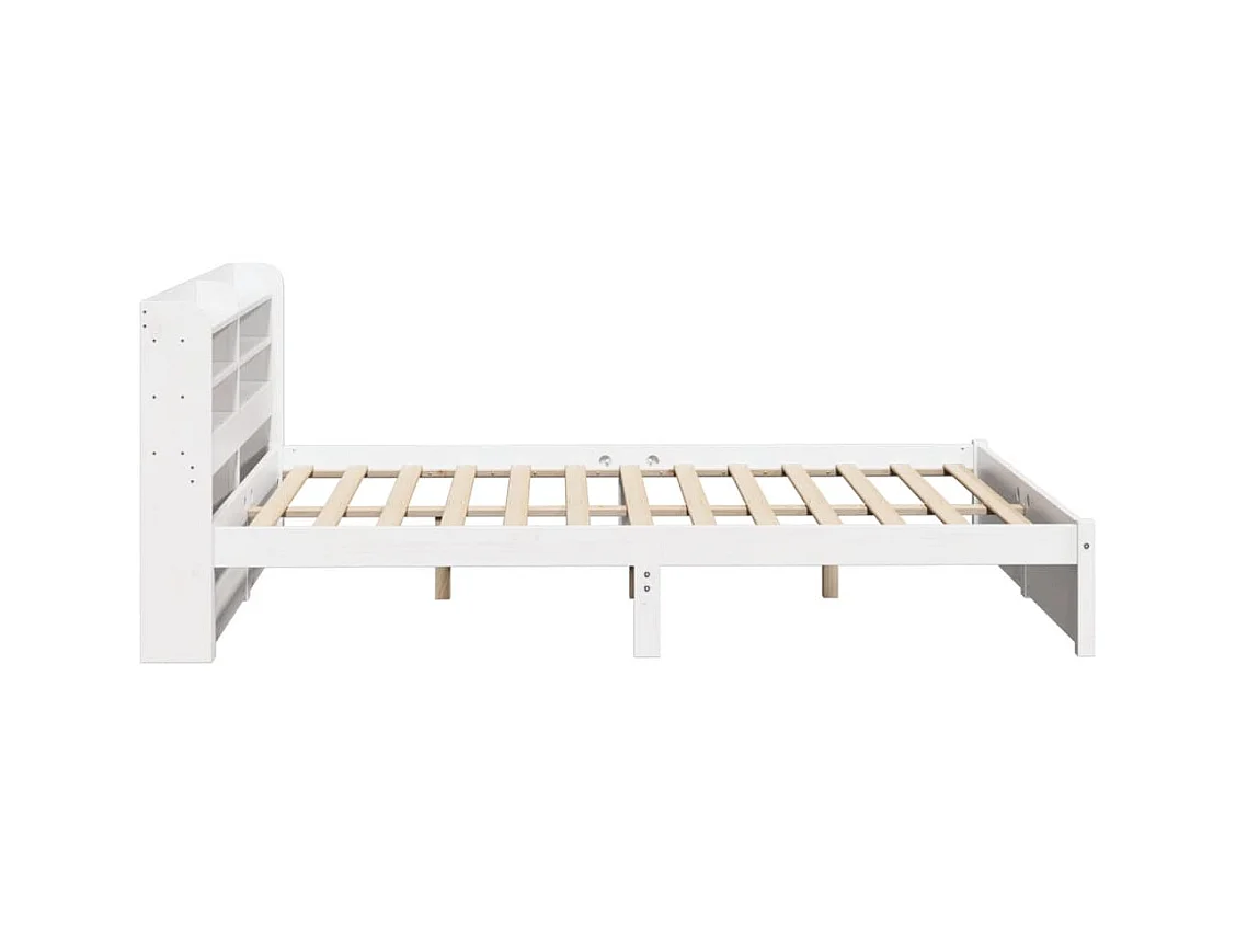 Cadre de lit avec tête de lit sans matelas blanc 140x200 cm