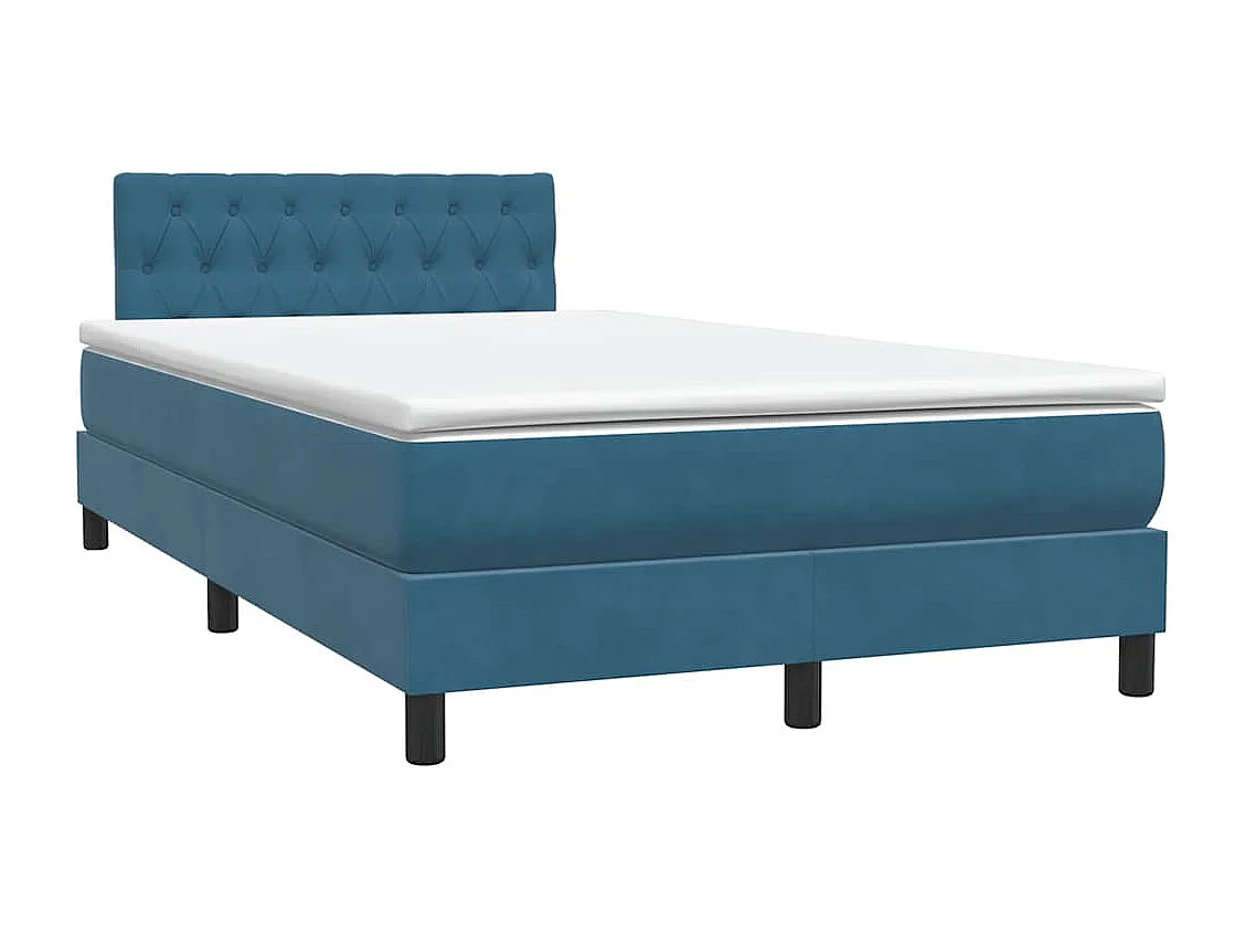 Cama com molas/colchão 120x220 cm veludo azul-escuro