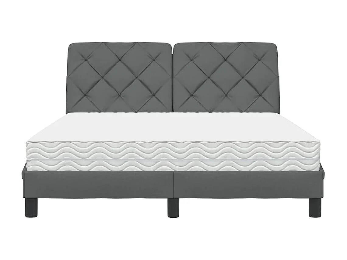 Lit avec matelas gris foncé 140x200 cm tissu