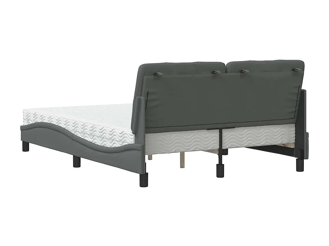 Lit avec matelas gris foncé 140x200 cm tissu