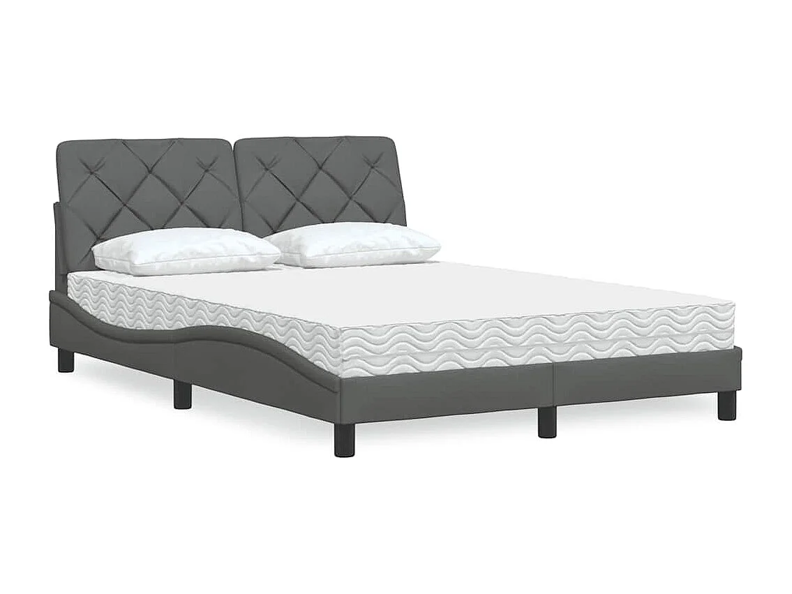 Lit avec matelas gris foncé 140x200 cm tissu