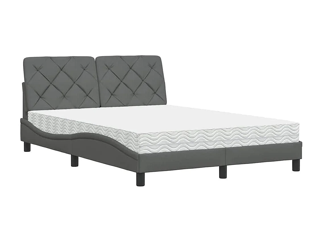 Lit avec matelas gris foncé 140x200 cm tissu
