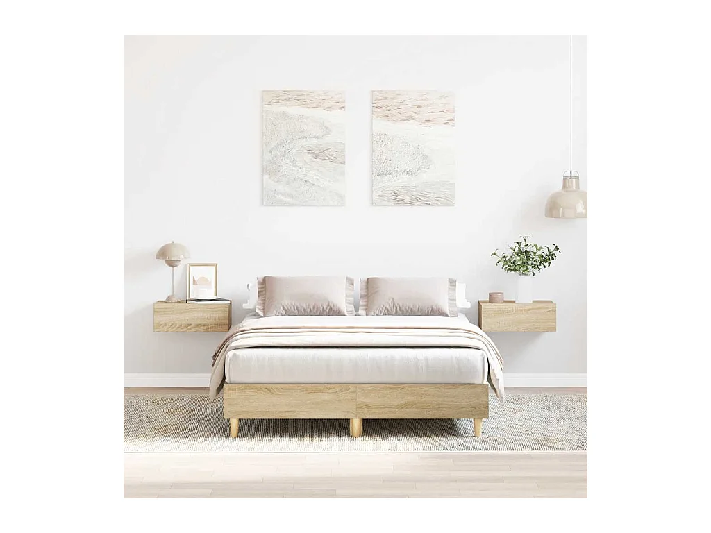 Cadre de lit sans matelas chêne sonoma 140x190 cm