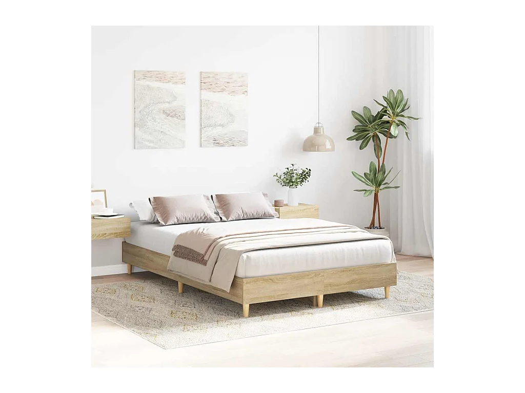 Estrutura de cama sem colchão 140x190 cm carvalho sonoma