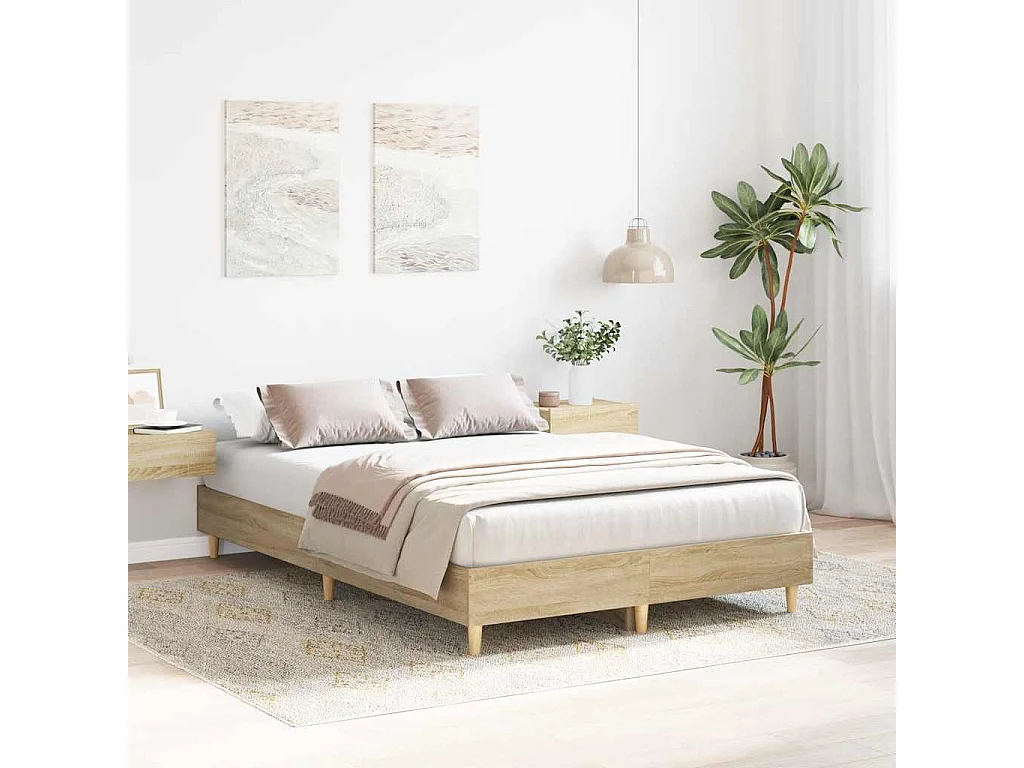 Cadre de lit sans matelas chêne sonoma 140x190 cm