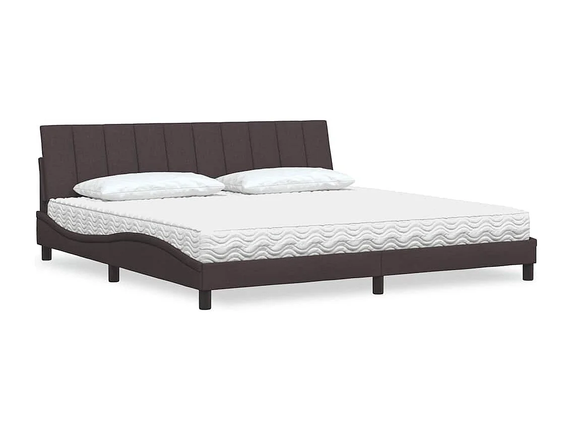 Lit avec matelas marron foncé 200x200 cm tissu