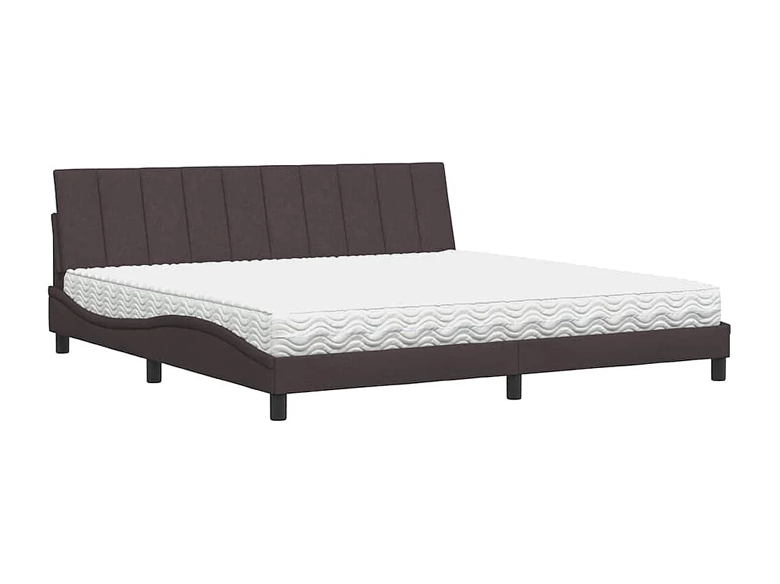 Lit avec matelas marron foncé 200x200 cm tissu