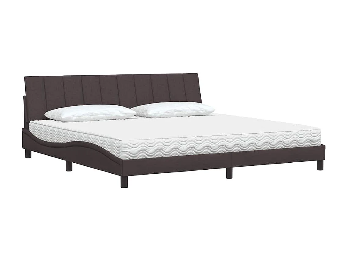 Lit avec matelas marron foncé 200x200 cm tissu