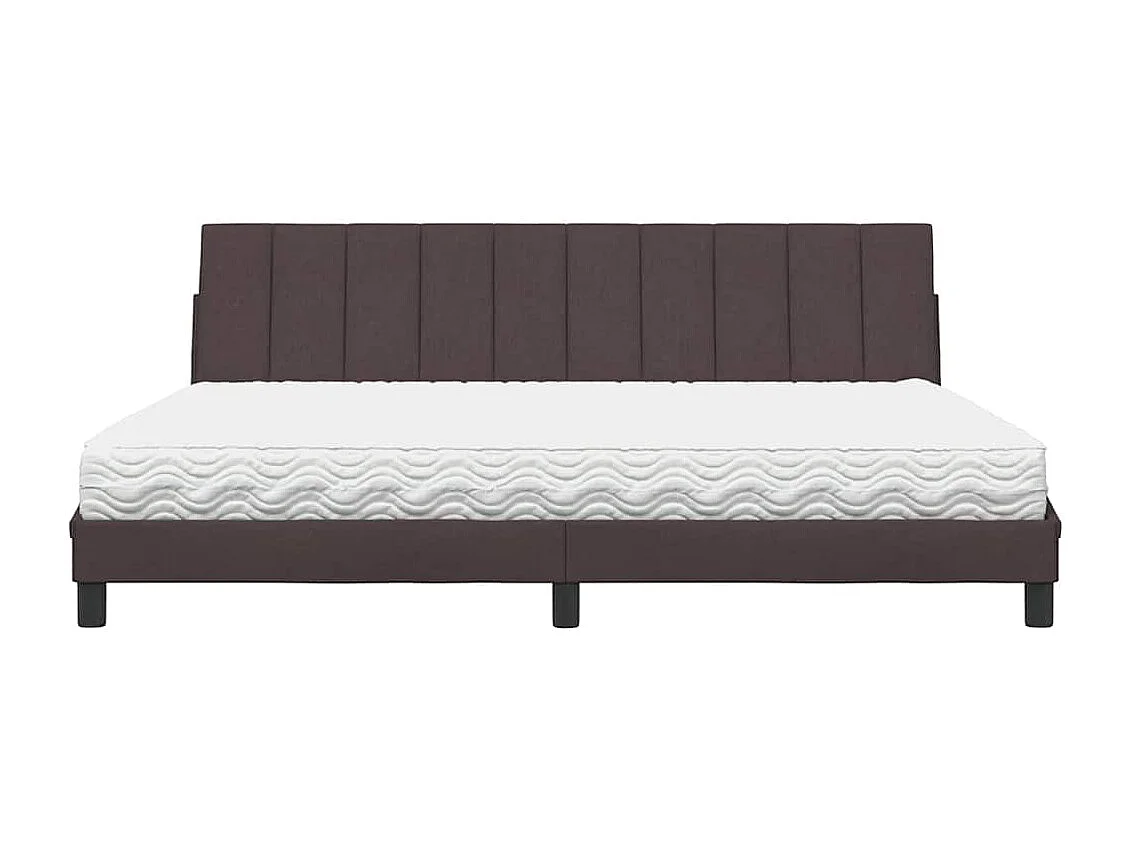 Lit avec matelas marron foncé 200x200 cm tissu
