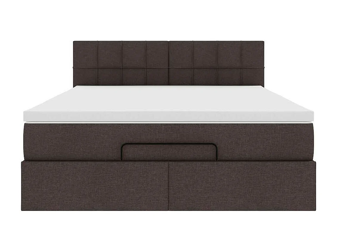Cama otomana con colchón marrón oscuro 140x190 cm tela