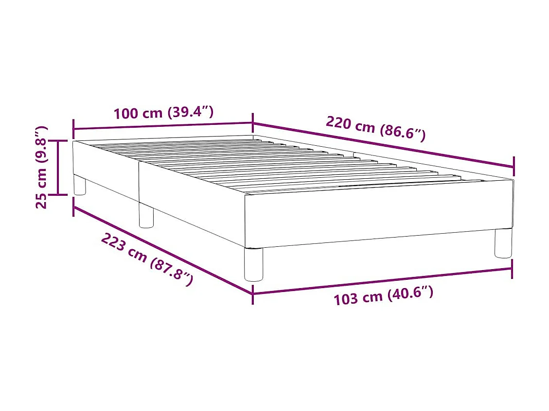 Cama com molas sem colchão 100x220 cm veludo azul-escuro