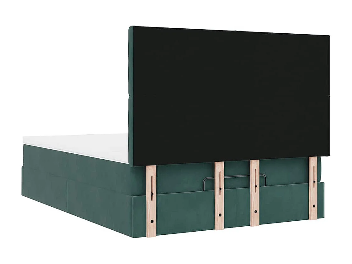 Cadre de lit ottoman avec matelas vert foncé 140x200 cm velours