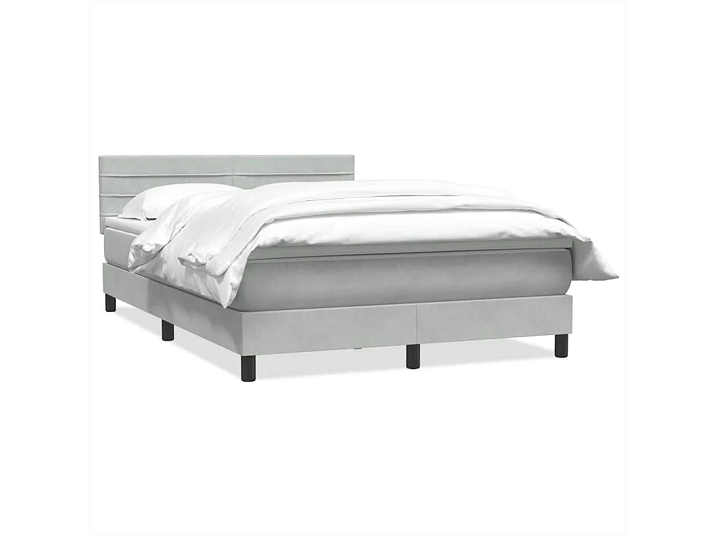 Boxspring met matras fluweel lichtgrijs 140x210 cm