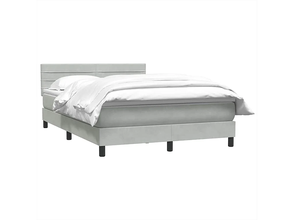 Boxspring met matras fluweel lichtgrijs 140x210 cm