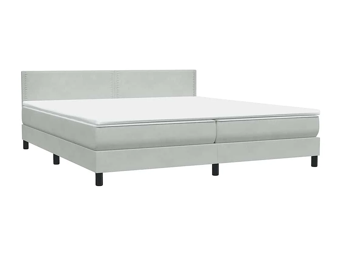Cama box spring con colchón terciopelo gris claro 180x210 cm