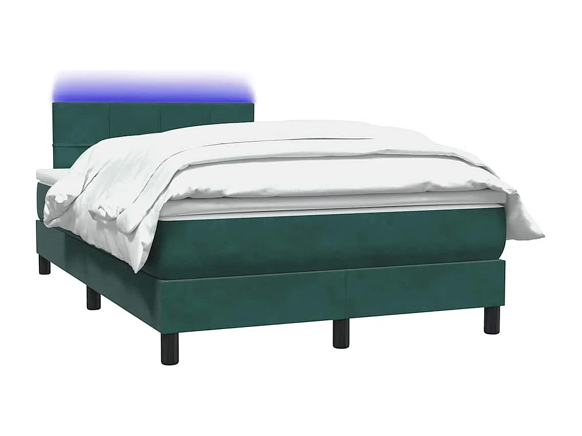 Cama box spring con colchón terciopelo verde oscuro 120x220 cm