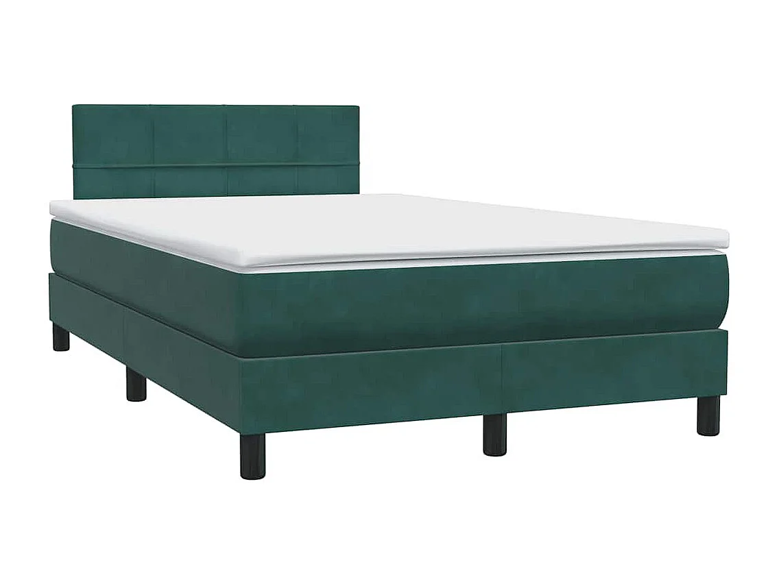Cama box spring con colchón terciopelo verde oscuro 120x220 cm