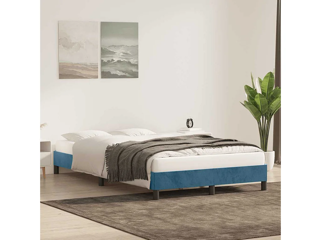 Estructura de cama sin colchón terciopelo azul oscuro 120x220cm
