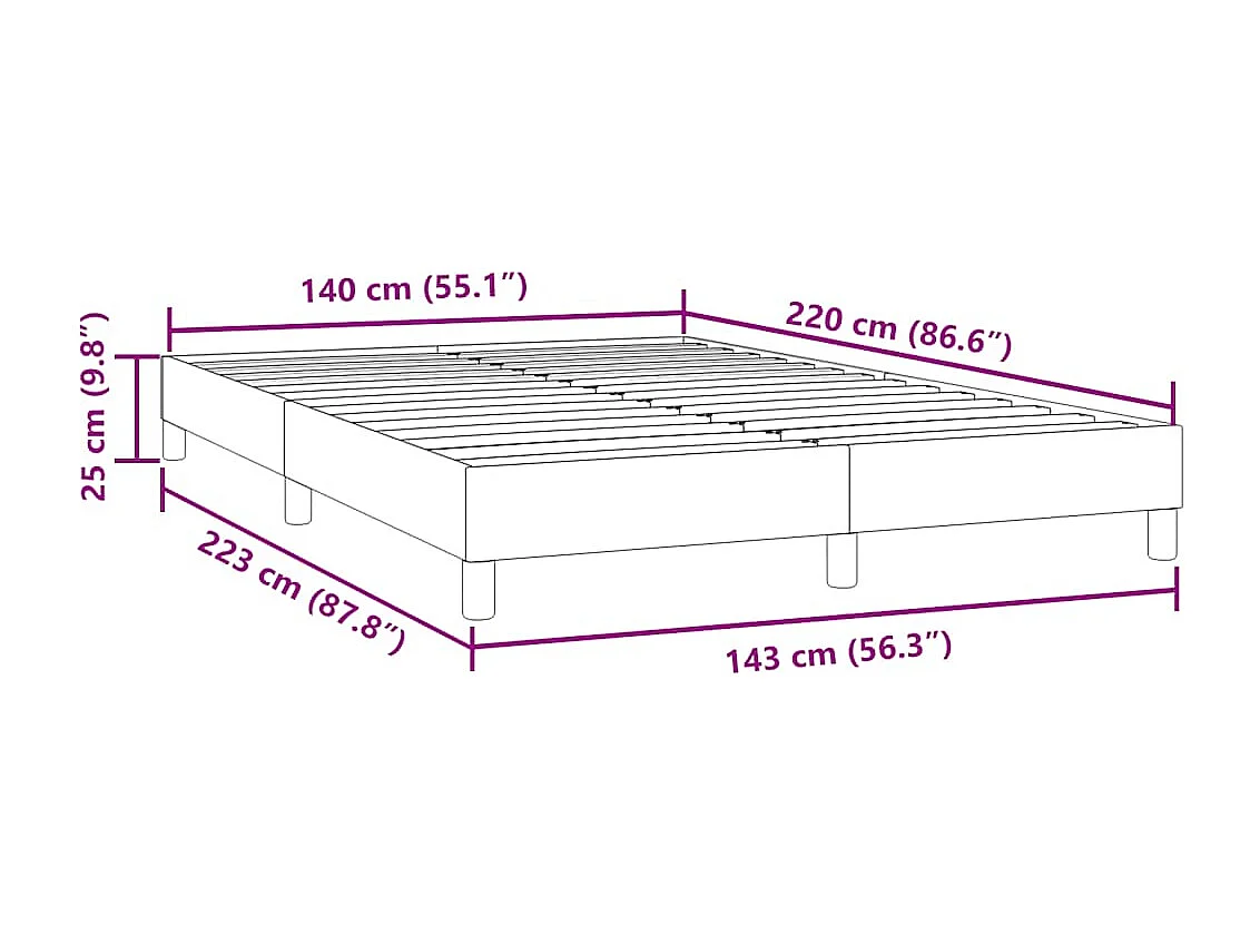 Boxspring zonder matras fluweel lichtgrijs 140x220 cm