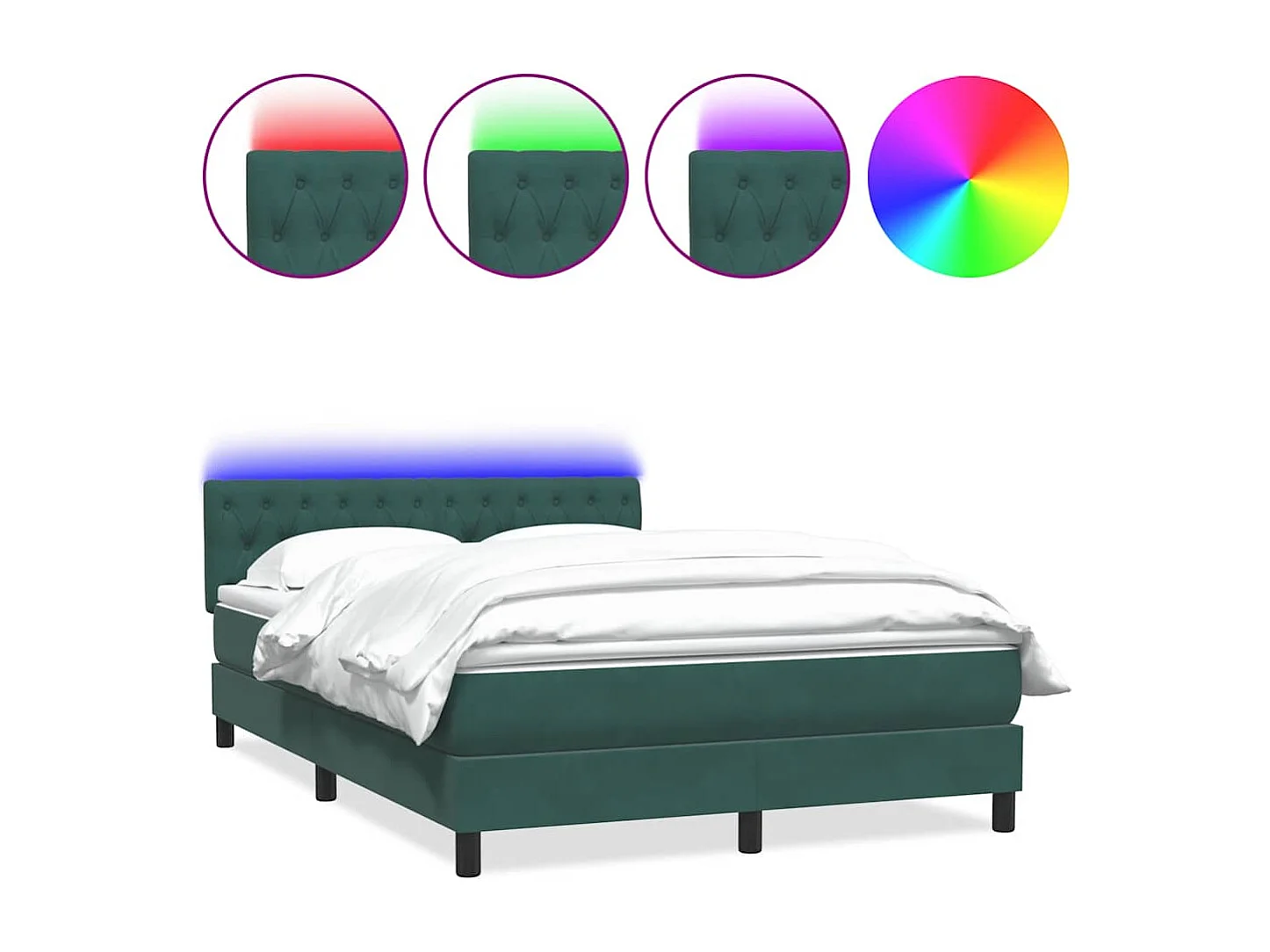 Box Cama primavera com Colchão Verde Escuro 140x210 cm Veludo