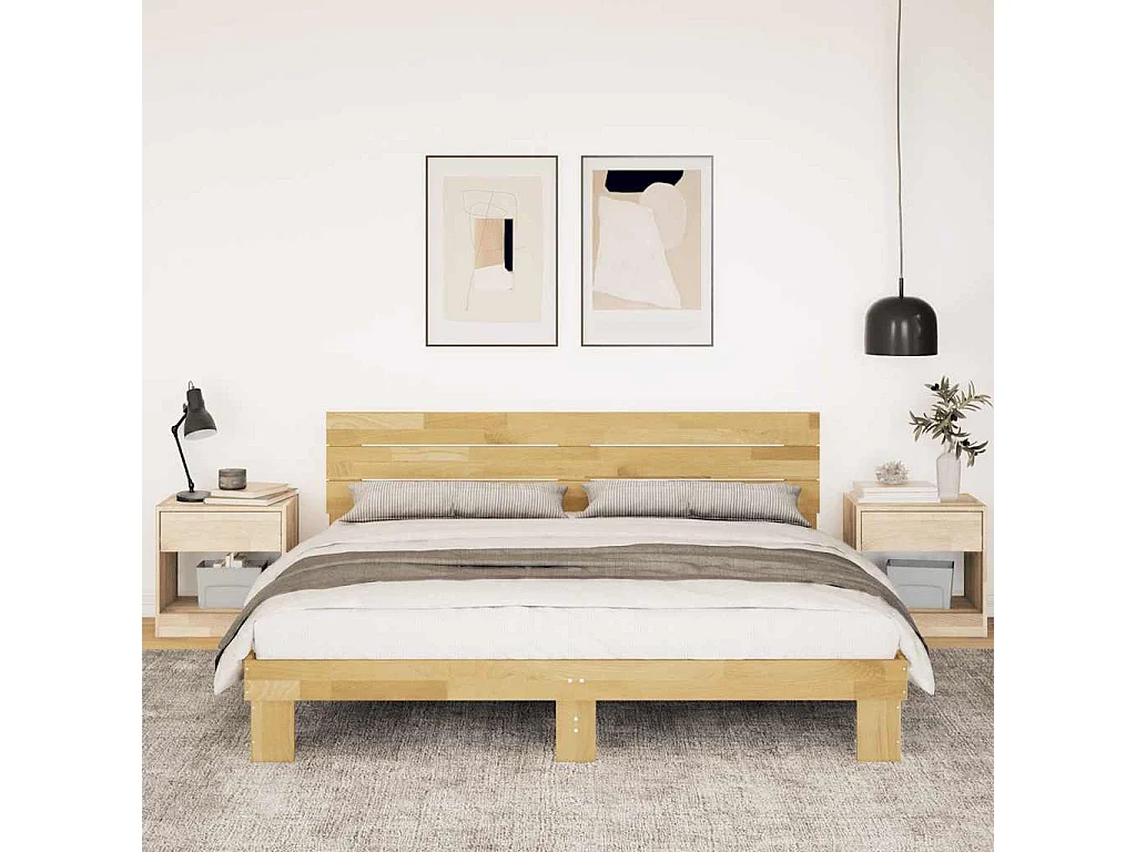 Estructura de cama con cabecero sin colchón 200x200 cm