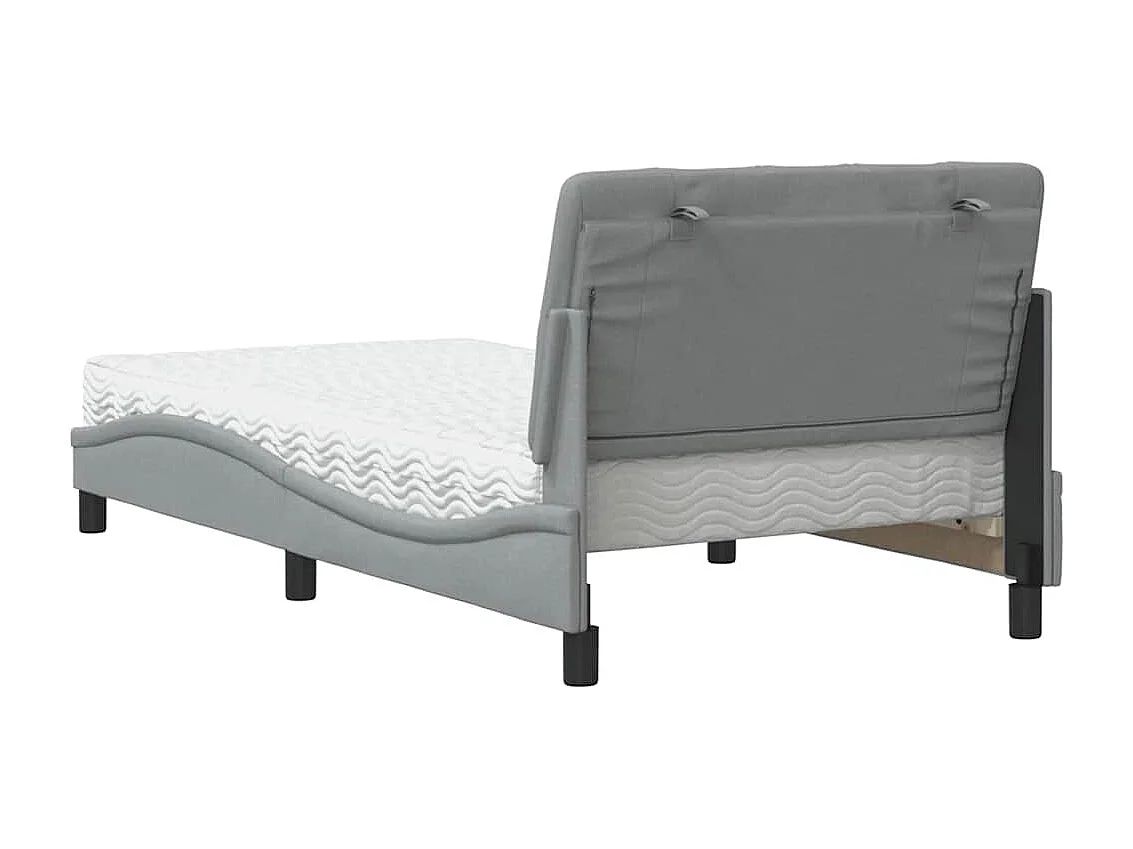 Cama con colchón tela gris claro 100x200 cm