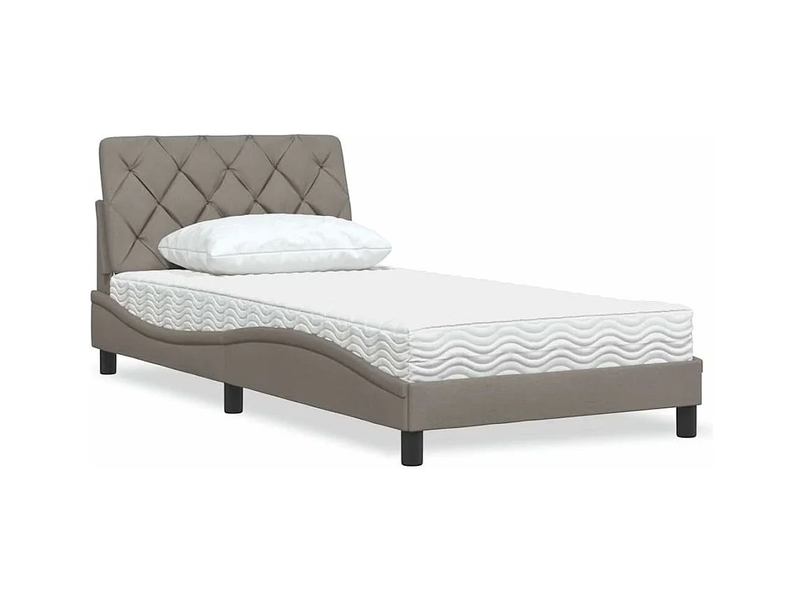 Bed met matras stof taupe 100x200 cm