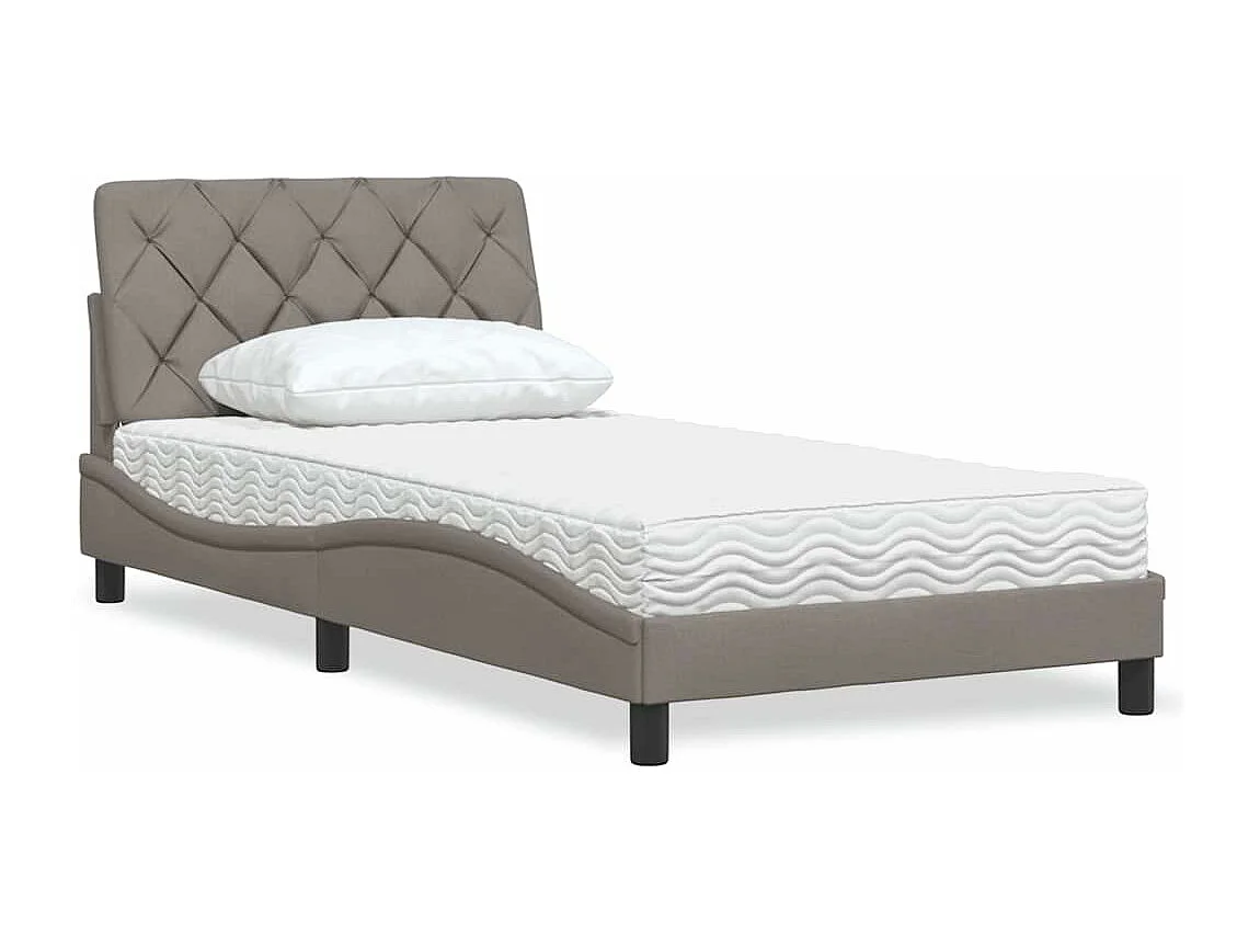 Lit avec matelas taupe 100x200 cm tissu