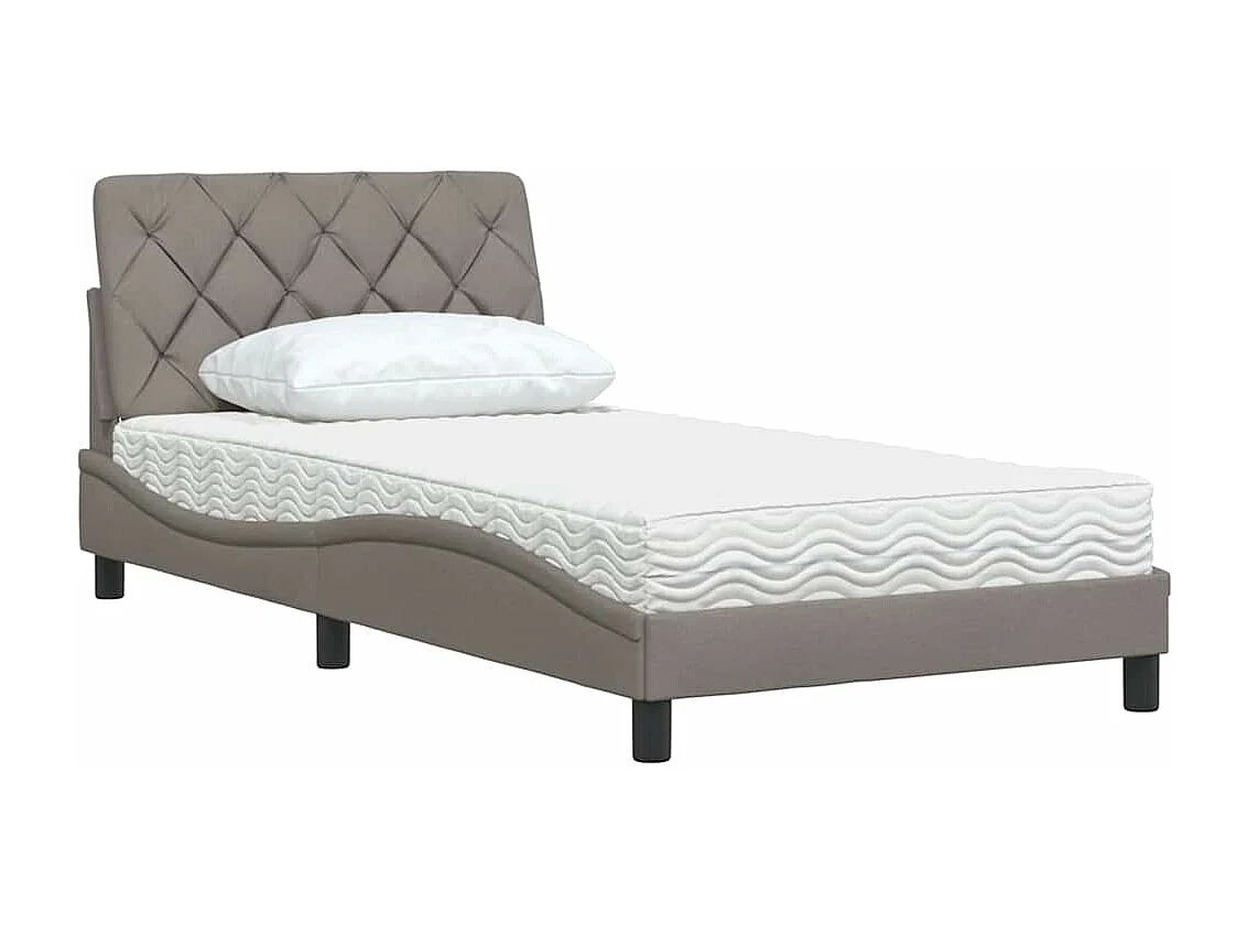 Lit avec matelas taupe 100x200 cm tissu