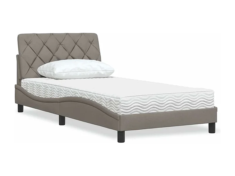 Lit avec matelas taupe 100x200 cm tissu
