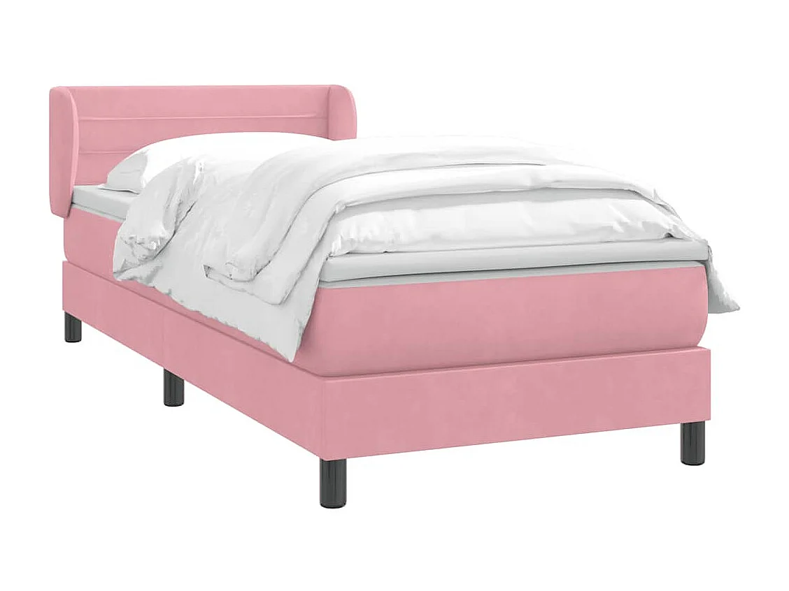 Cama com molas/colchão rosa 90x220 cm veludo