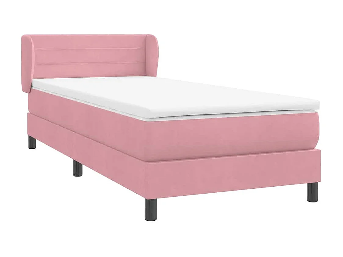 Cama com molas/colchão rosa 90x220 cm veludo