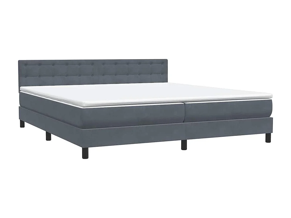 Cama box spring con colchón terciopelo gris oscuro 180x220 cm