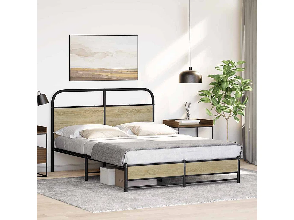 Cadre de lit sans matelas 140x190 cm chêne sonoma