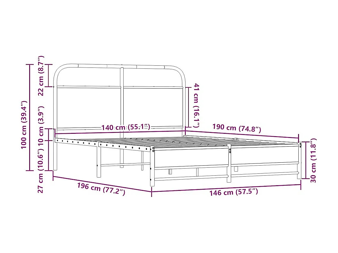 Cadre de lit sans matelas 140x190 cm chêne sonoma