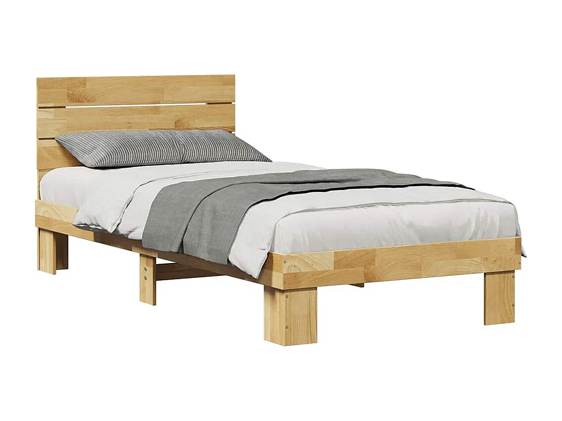 Estrutura cama cabeceira sem colchão 100x200 cm maciça carvalho
