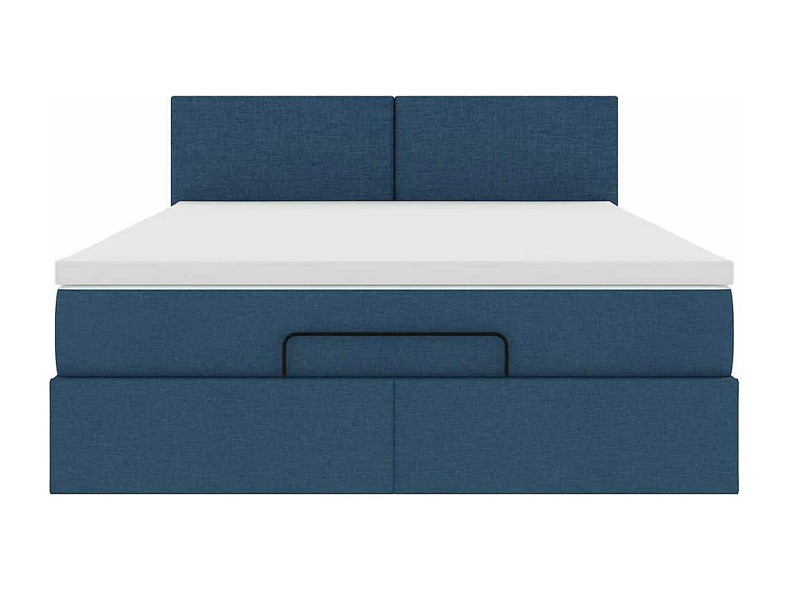 Estructura de cama otomana con colchón tela azul 140x190cm
