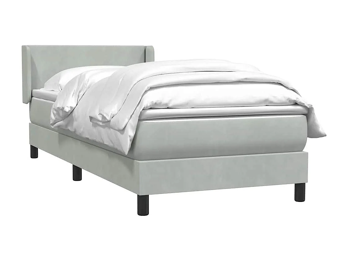 Sommier à lattes de lit et matelas gris clair 90x210 cm velours